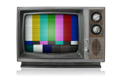 A colour TV with a test signal